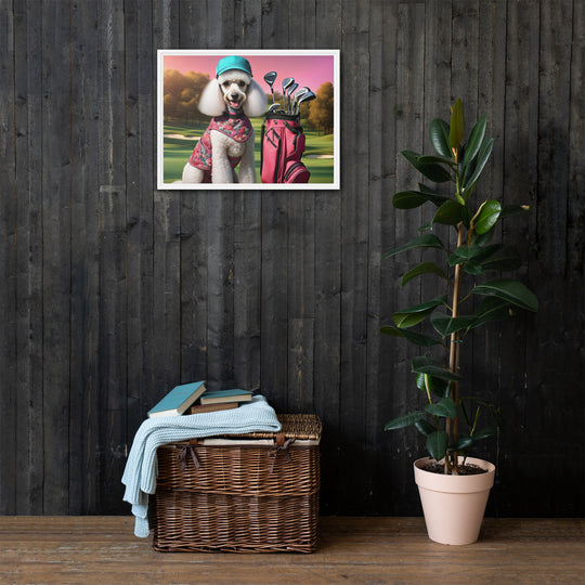 Poodle Golfer- Framed canvas v5