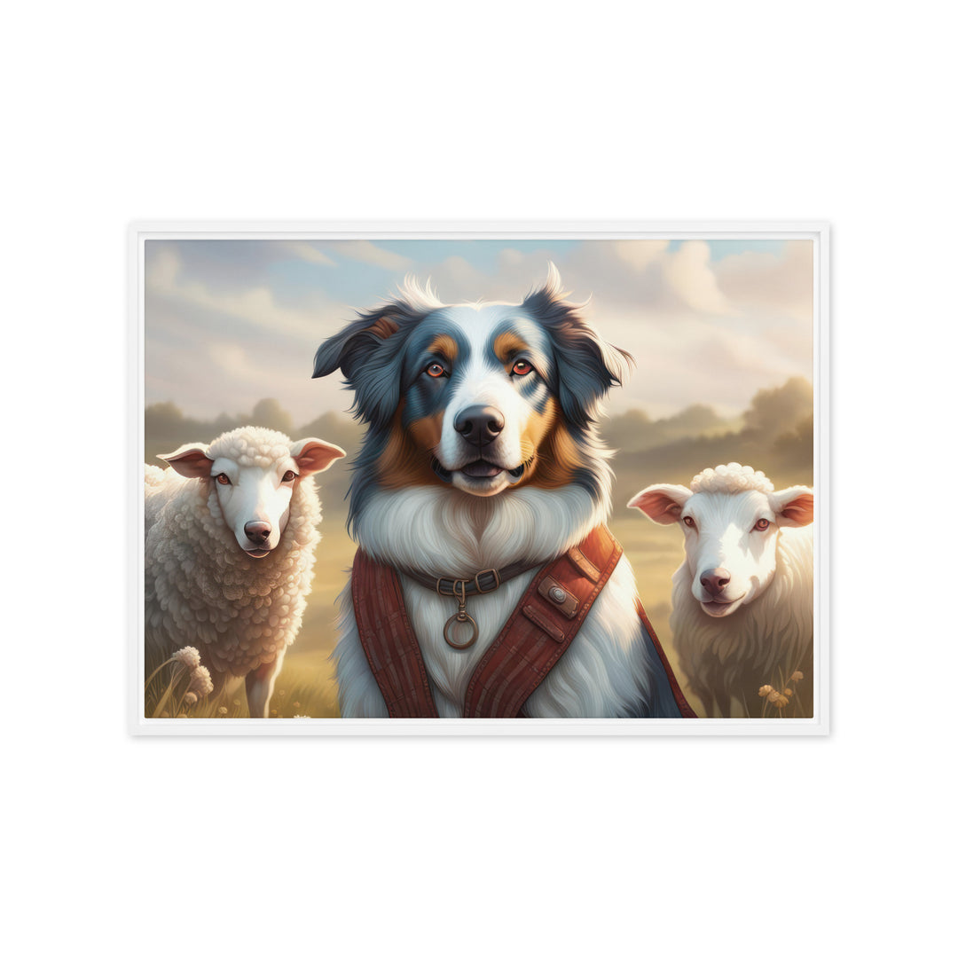 Australian Shepherd- Framed canvas v4