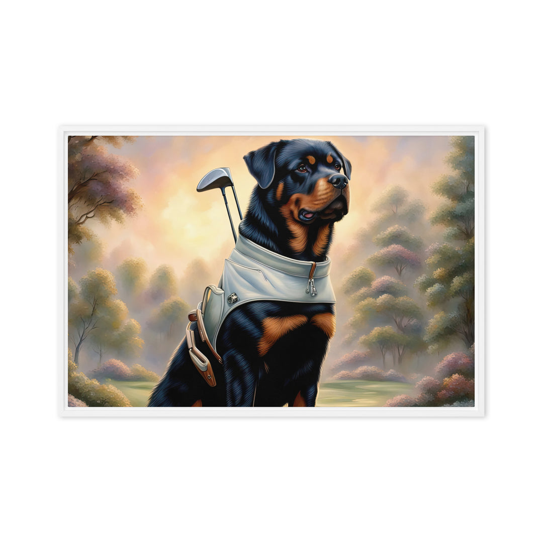 Rottweiler Golfer- Framed canvas v2