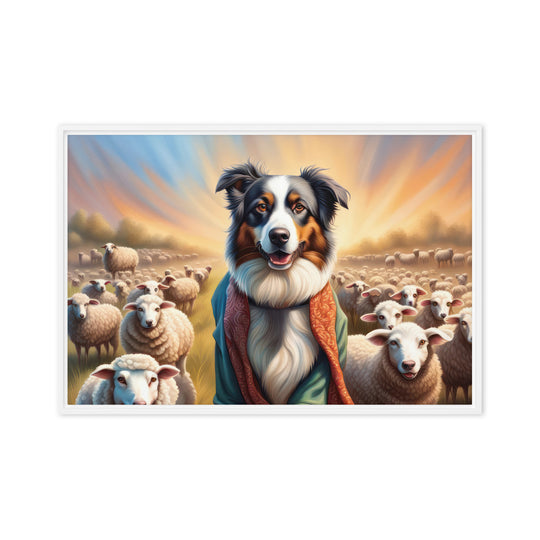 Australian Shepherd- Framed canvas