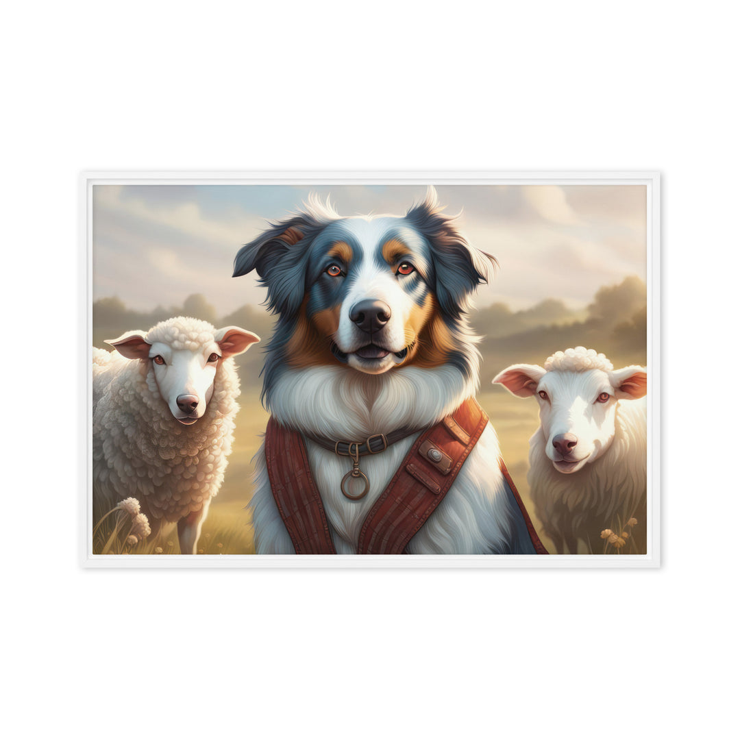 Australian Shepherd- Framed canvas v4