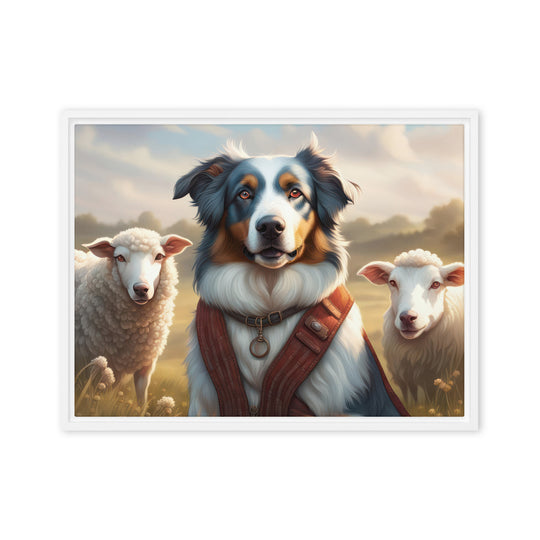 Australian Shepherd- Framed canvas v4