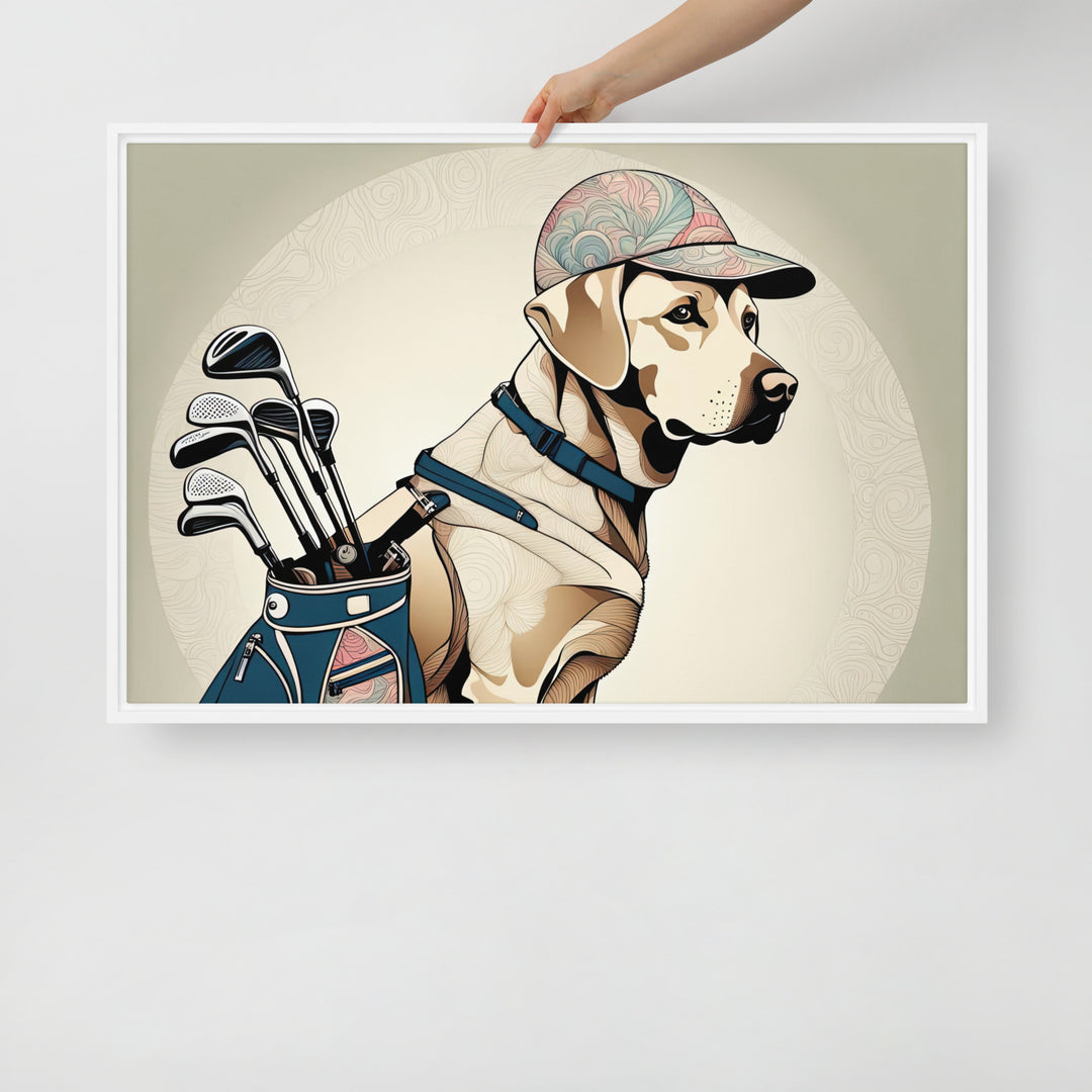 Framed canvas-Labrador Retriever Golfer