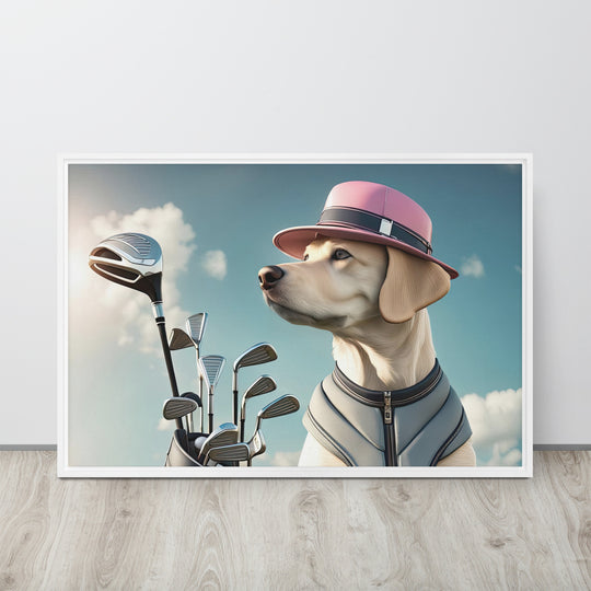 Framed canvas-Labrador Retriever Golfer V4