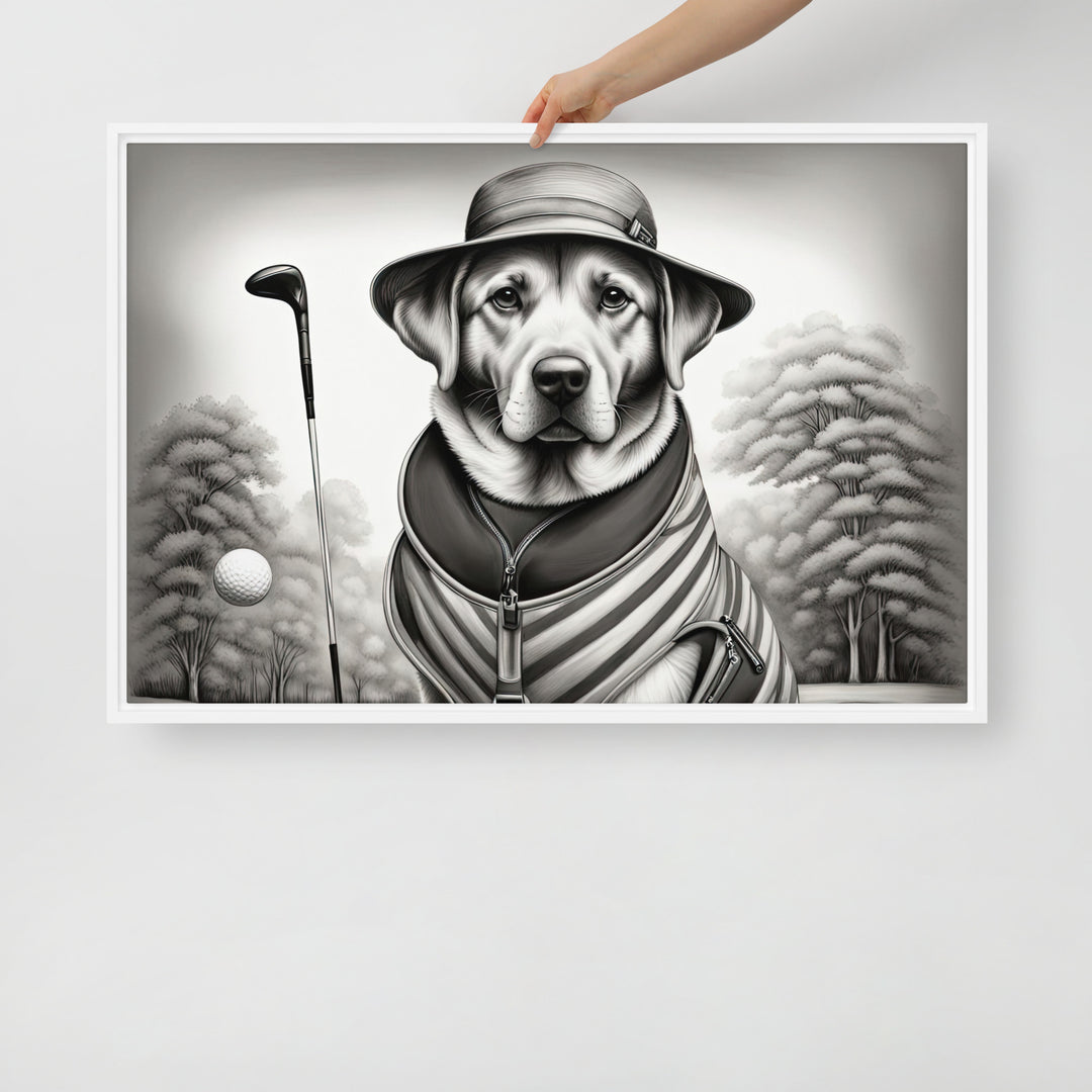 Framed canvas-Labrador Retriever Golfer V7