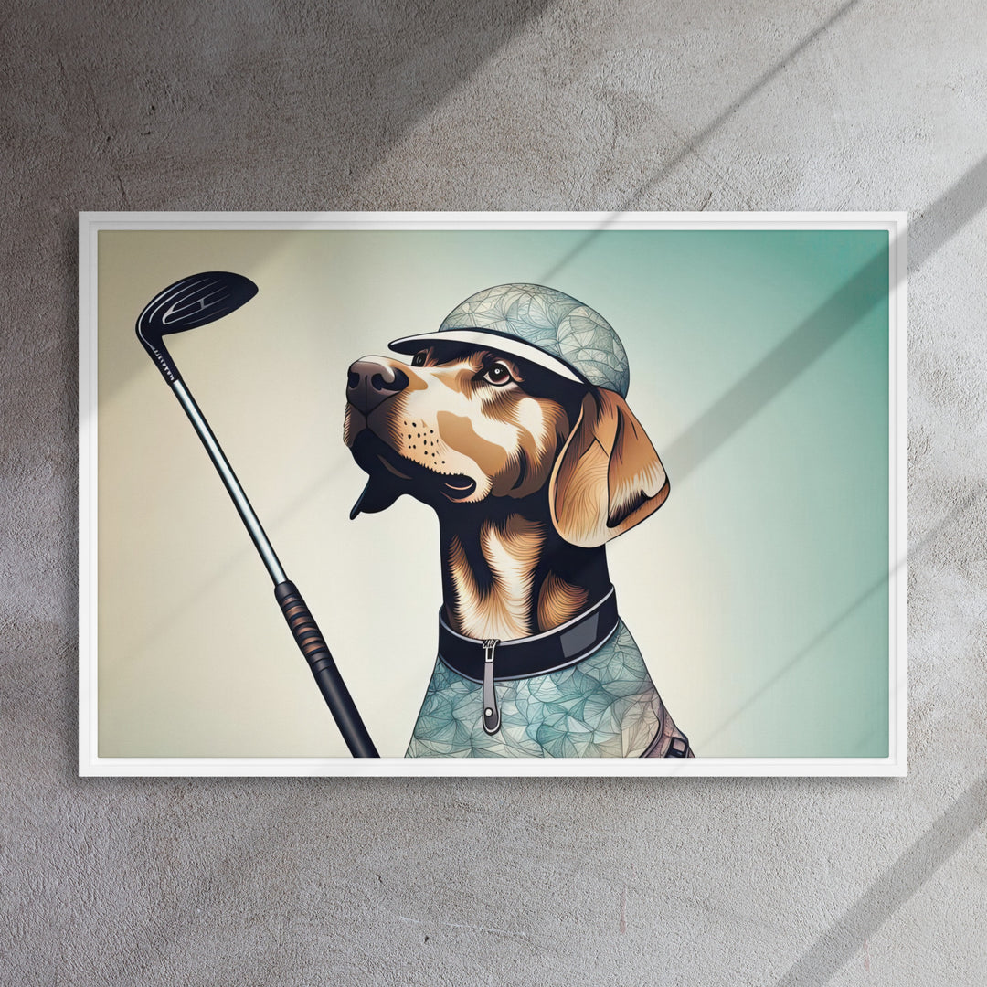 Framed canvas-Labrador Retriever Golfer V8