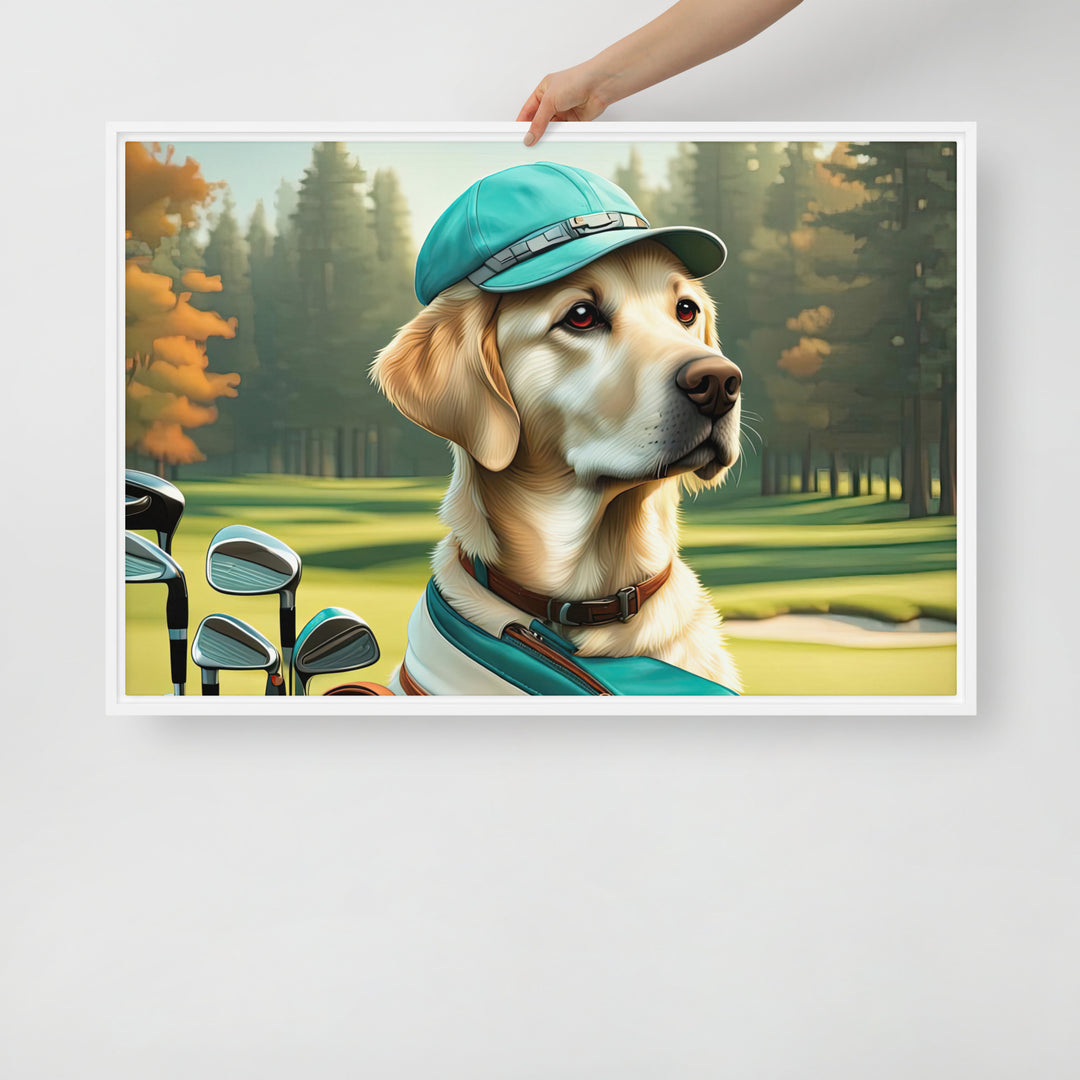 Framed canvas-Labrador Retriever Golfer V10