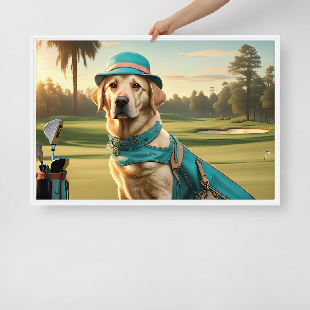 Framed canvas-Labrador Retriever Golfer V12