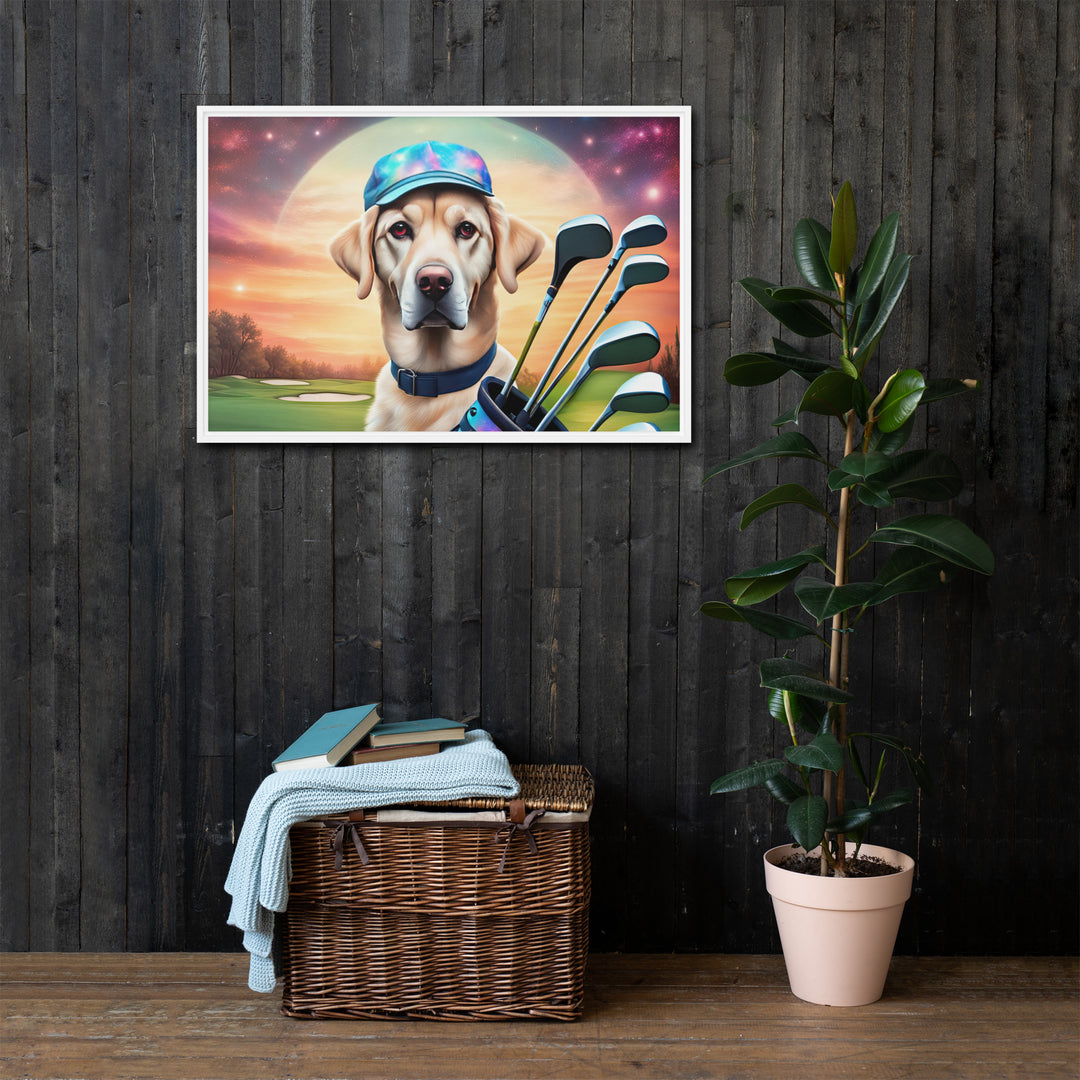 Framed canvas-Labrador Retriever Golfer V13