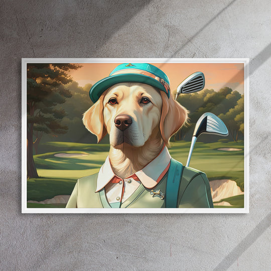 Framed canvas-Labrador Retriever Golfer V14