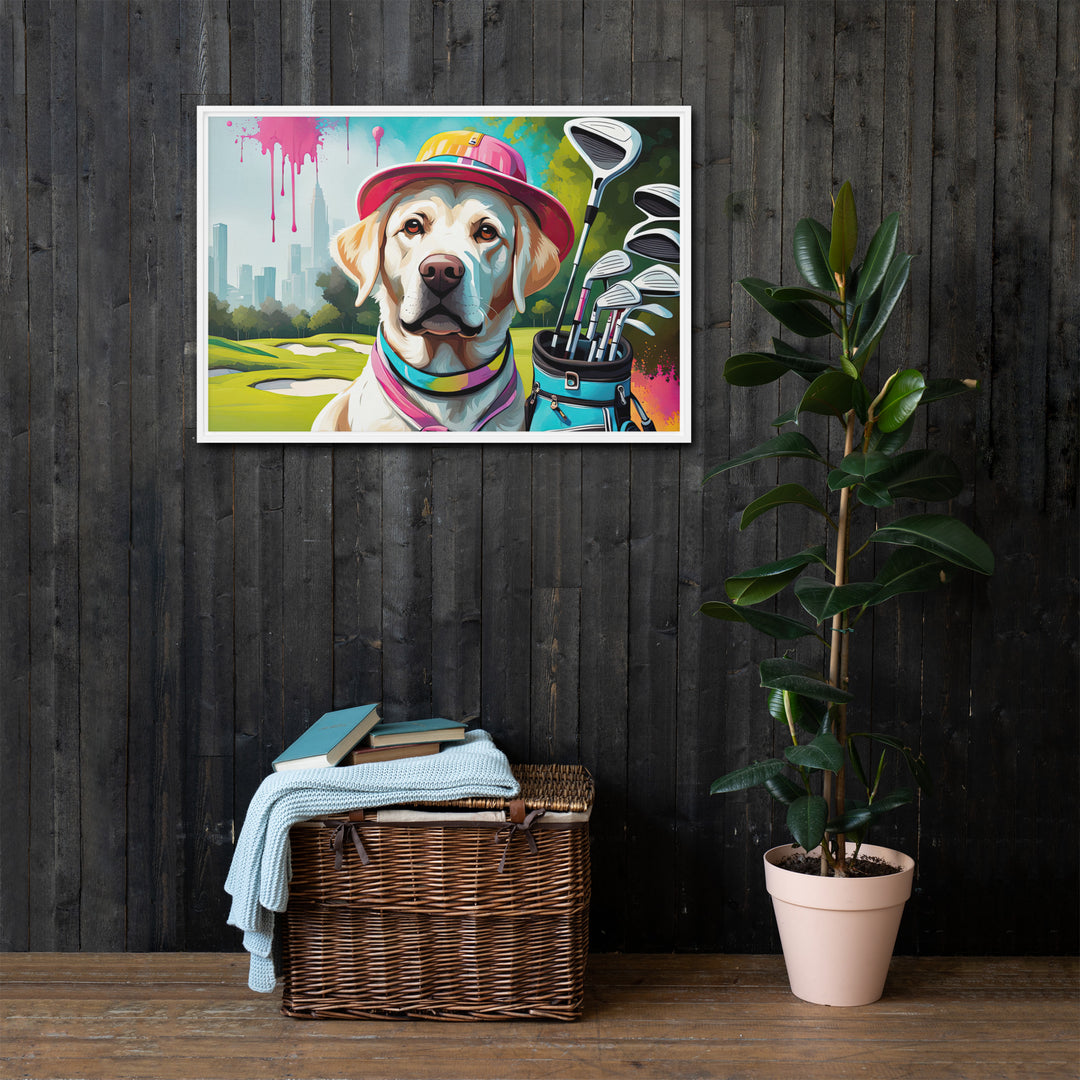 Framed canvas-Labrador Retriever Golfer V15