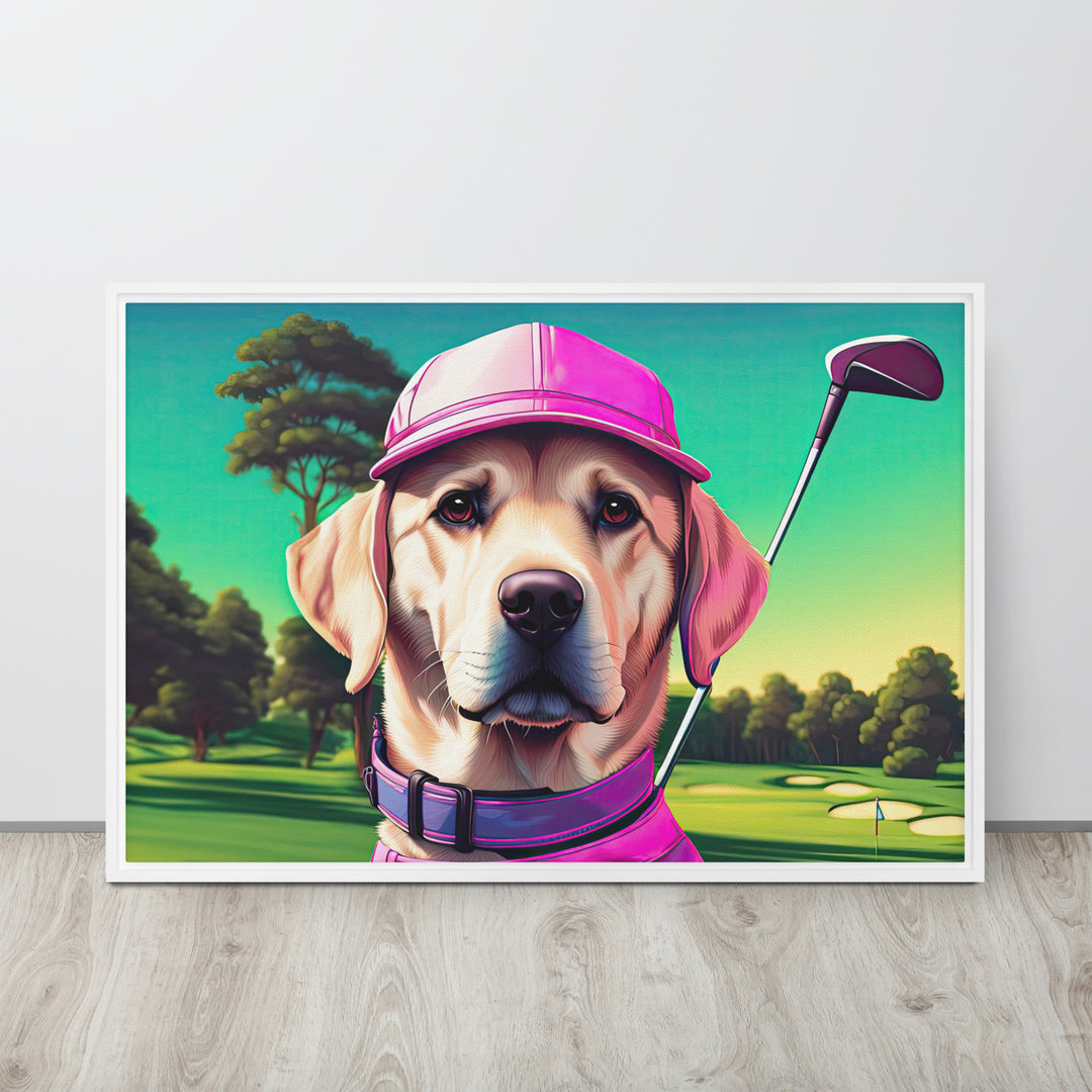 Framed canvas-Labrador Retriever Golfer V16