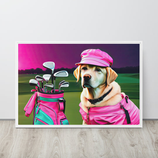 Framed canvas-Labrador Retriever Golfer V17