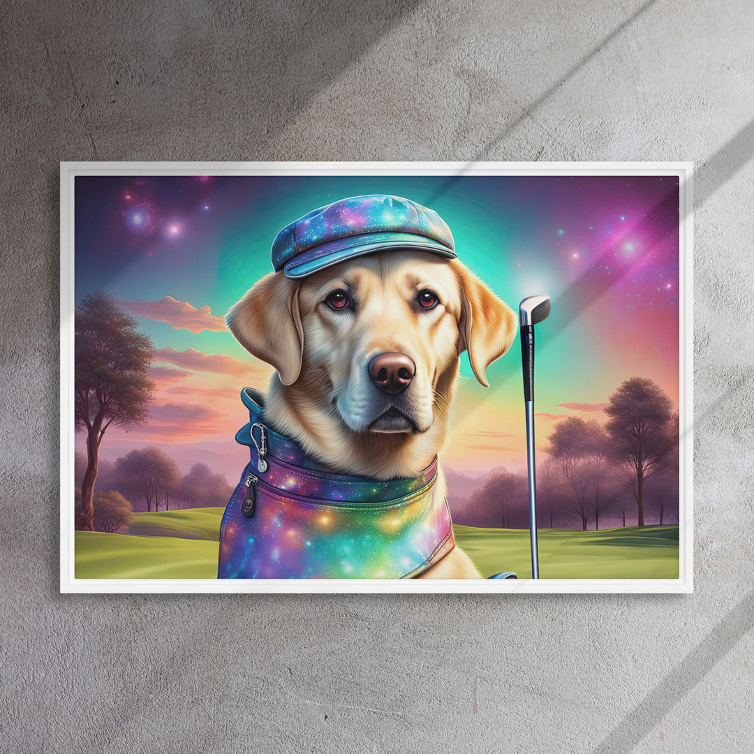 Framed canvas-Labrador Retriever Golfer V21