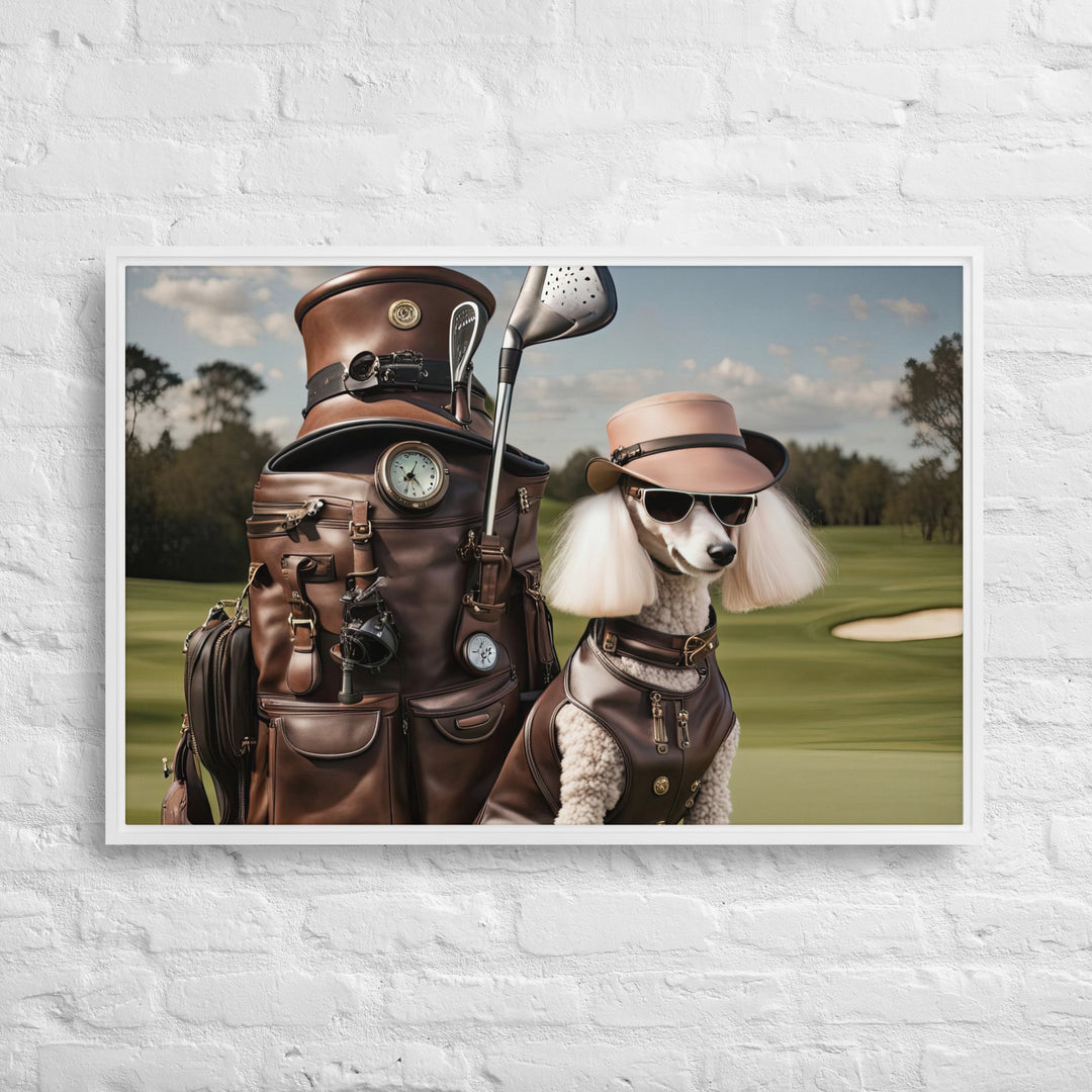 Poodle Golfer- Framed canvas v3