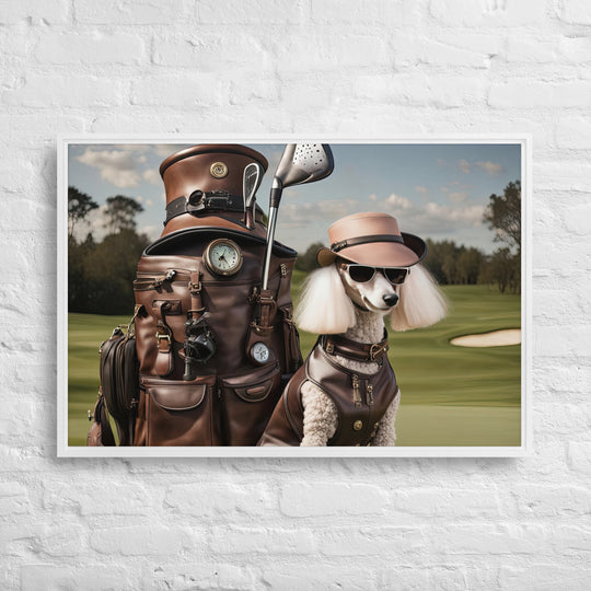 Poodle Golfer- Framed canvas v3