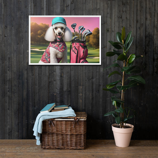 Poodle Golfer- Framed canvas v5