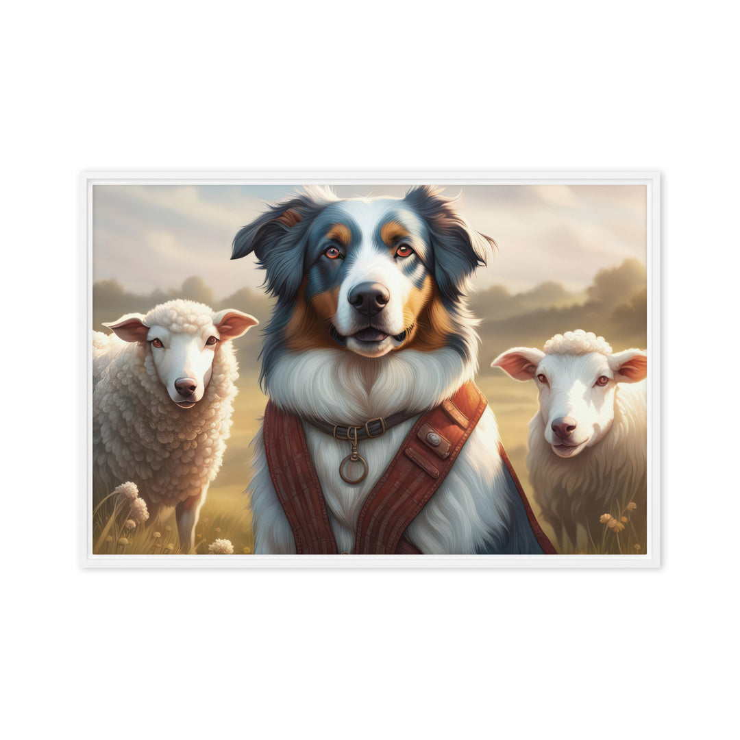 Australian Shepherd- Framed canvas v4