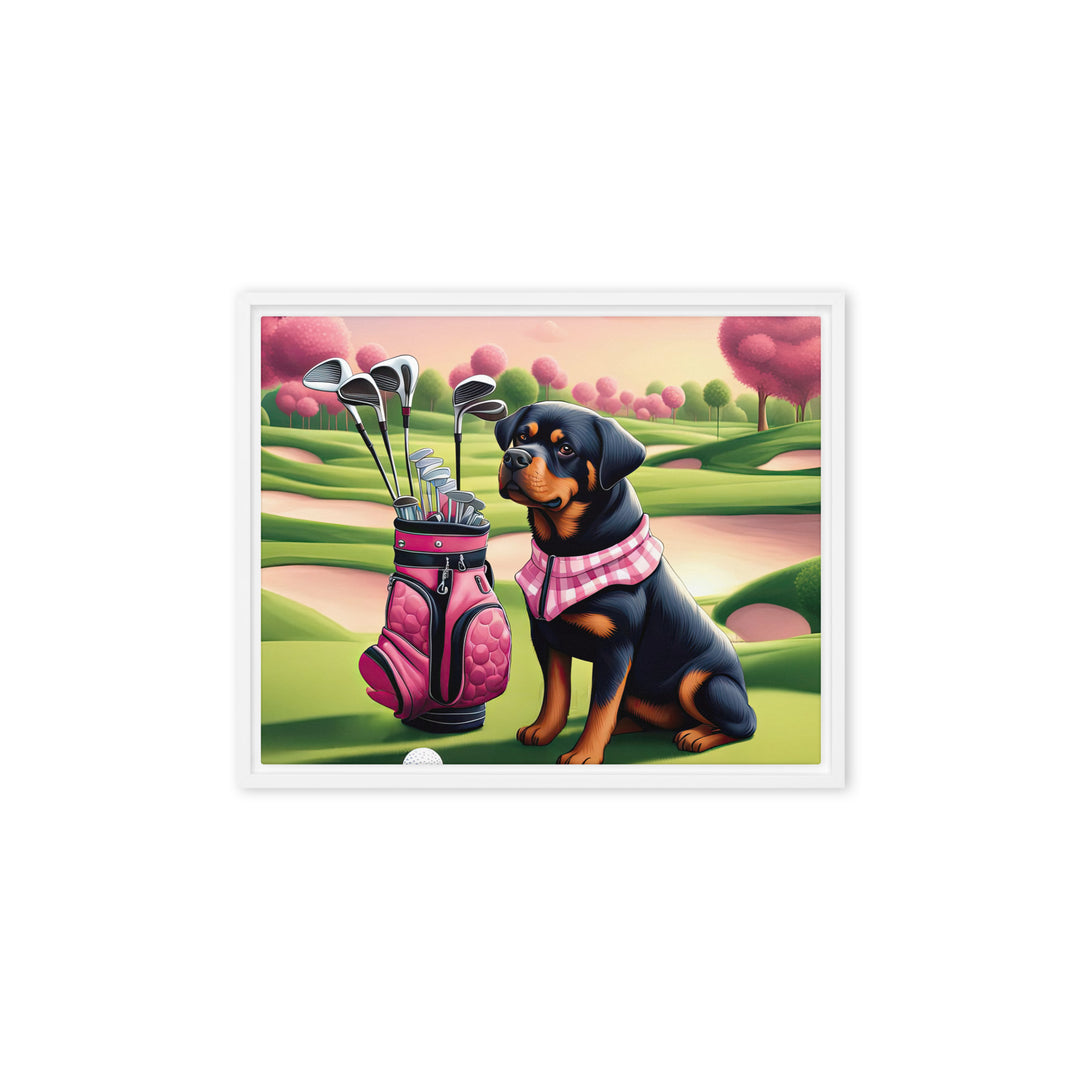 Rottweiler Golfer- Framed canvas