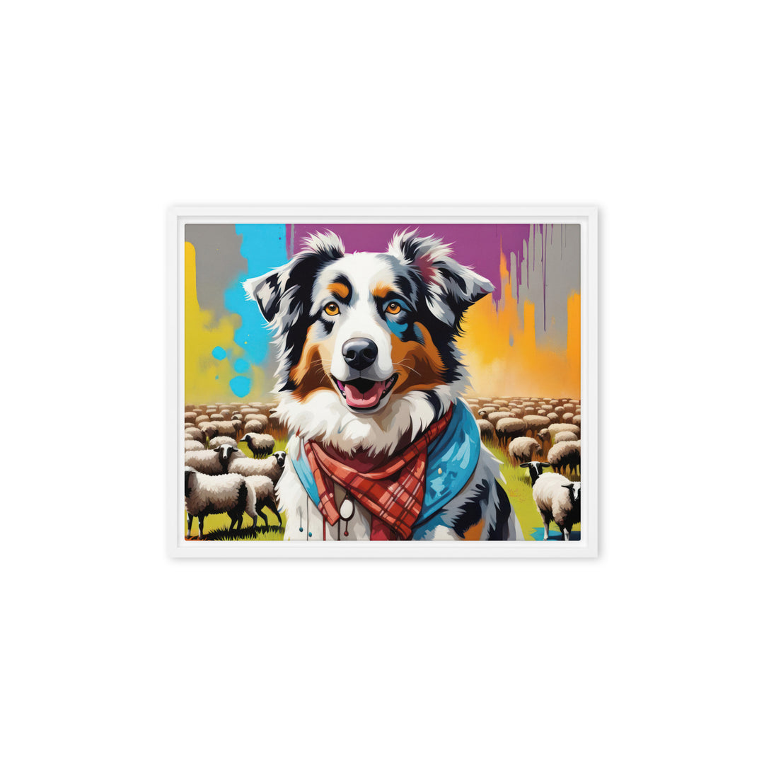 Australian Shepherd- Framed canvas v3