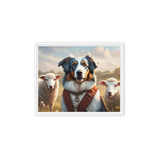 Australian Shepherd- Framed canvas v4