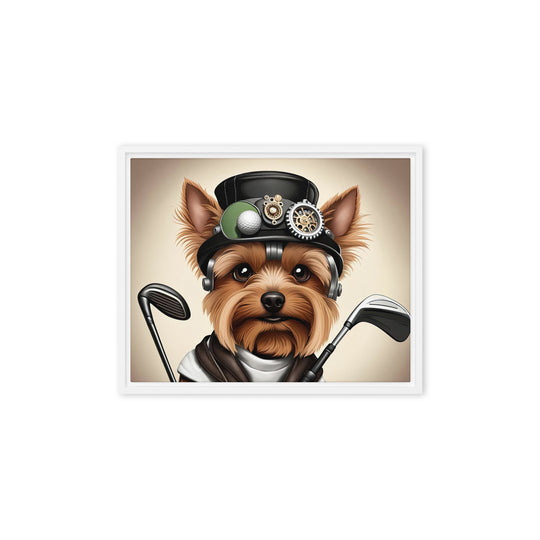 Yorkshire Terrier Golfer- Framed canvas v3