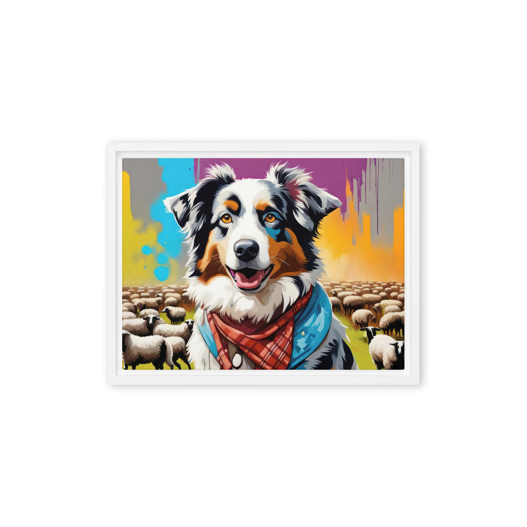 Australian Shepherd- Framed canvas v3