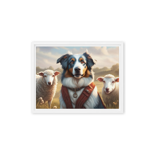 Australian Shepherd- Framed canvas v4