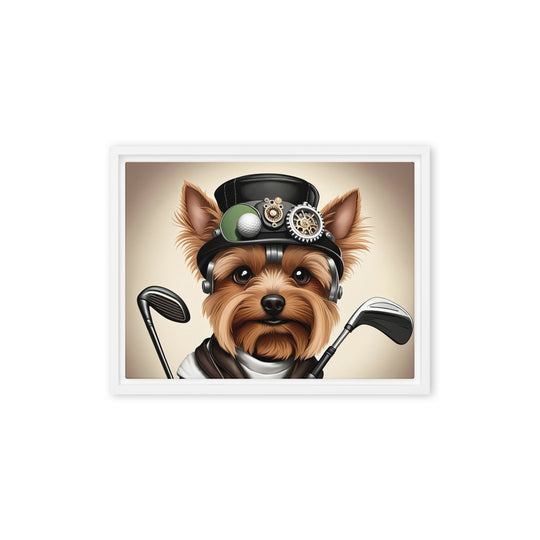 Yorkshire Terrier Golfer- Framed canvas v3