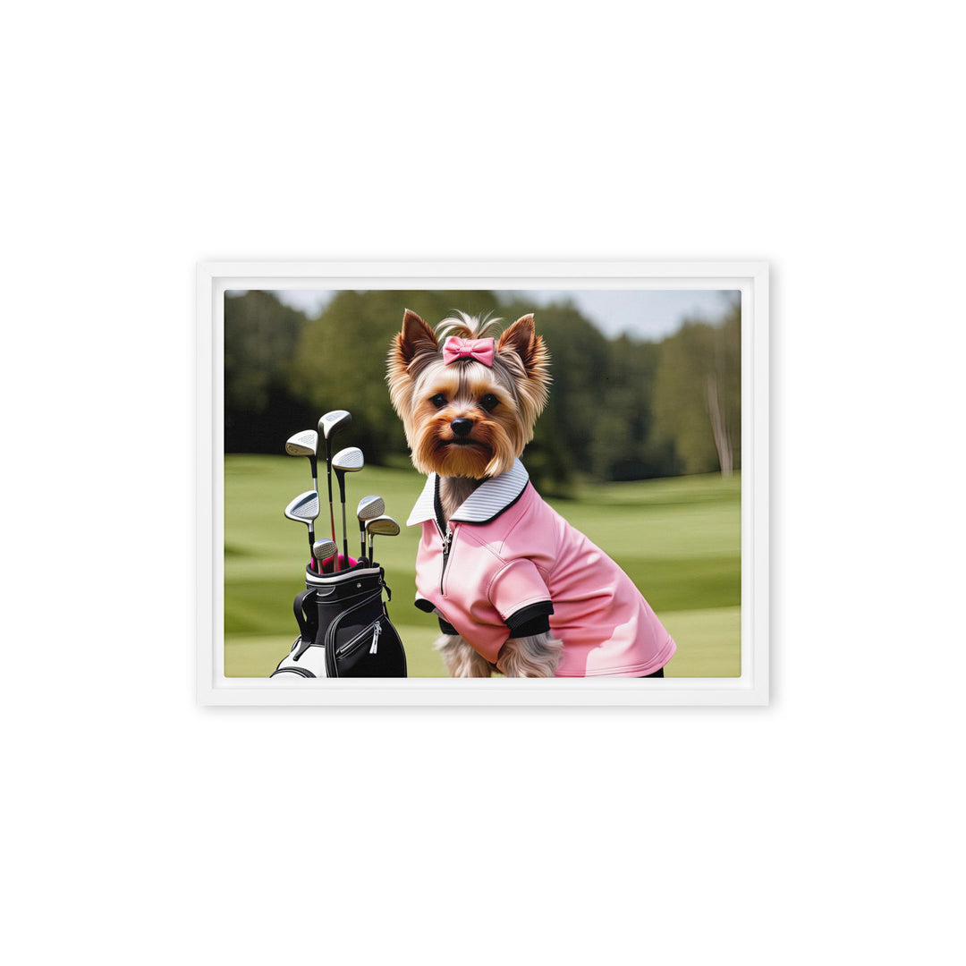 Yorkshire Terrier Golfer- Framed canvas v2