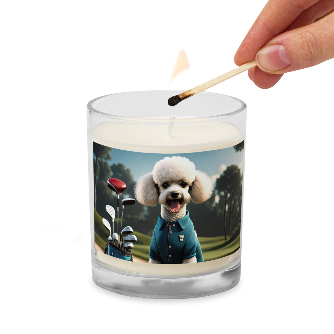 Poodle Golfer- Glass jar soy wax candle