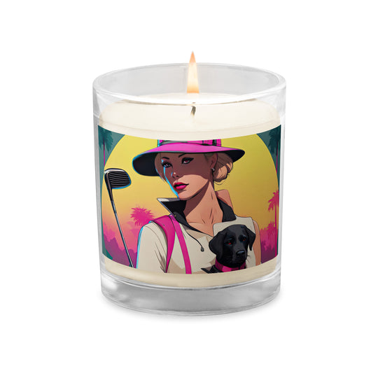 Glass jar soy wax candle-Labrador Retriever Golfer V2