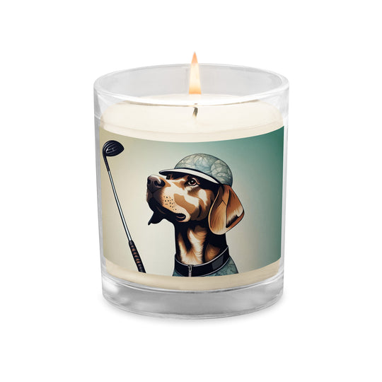 Glass jar soy wax candle-Labrador Retriever Golfer V8