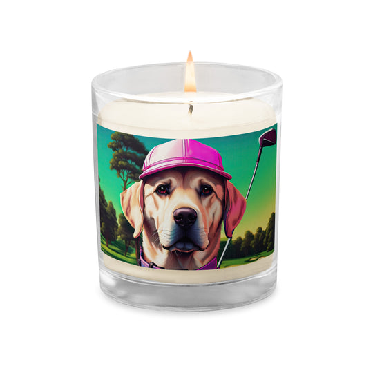 Glass jar soy wax candle-Labrador Retriever Golfer V16