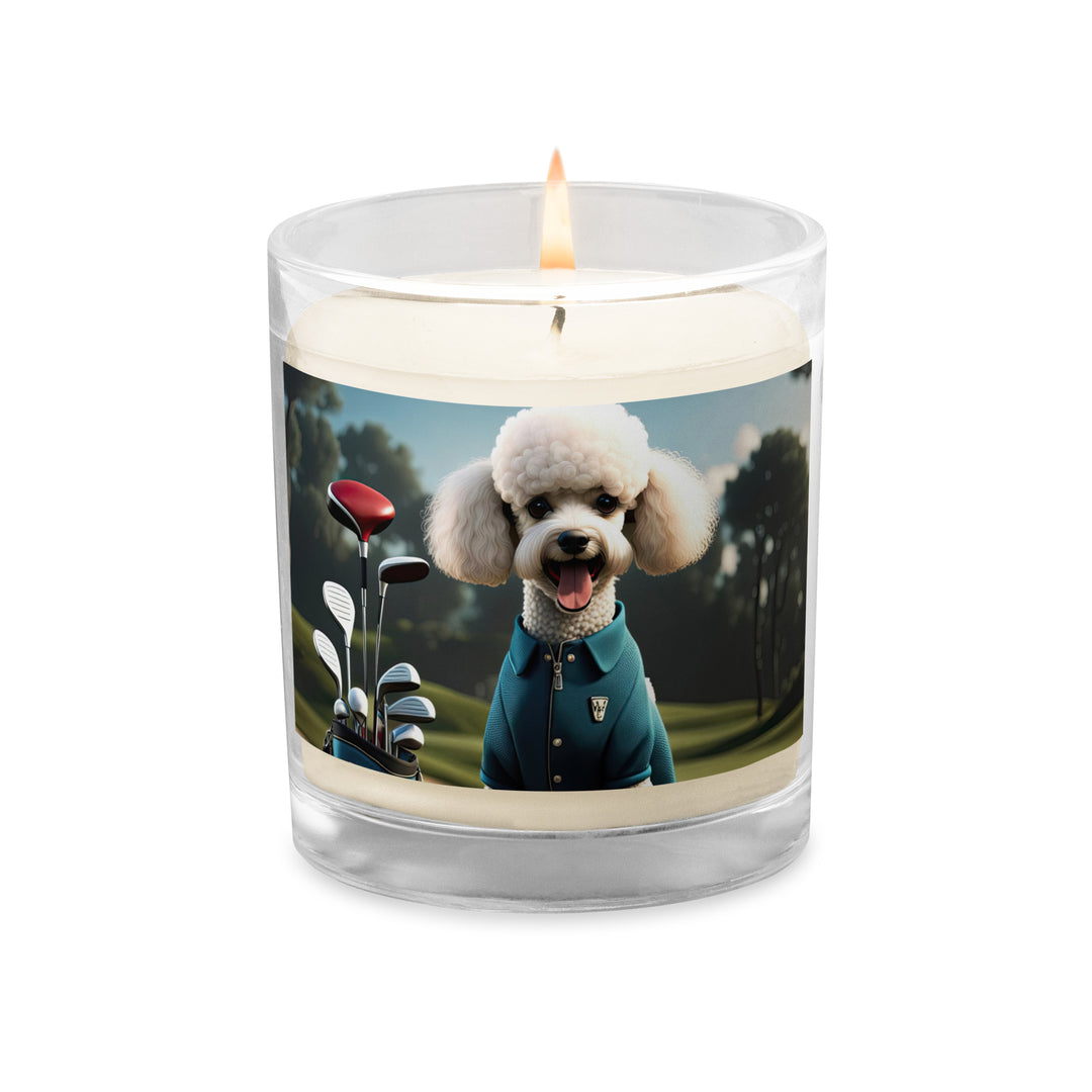 Poodle Golfer- Glass jar soy wax candle