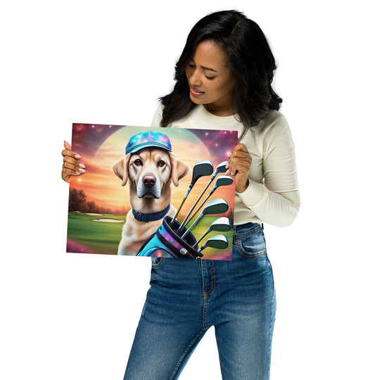 Metal prints-Labrador Retriever Golfer V13