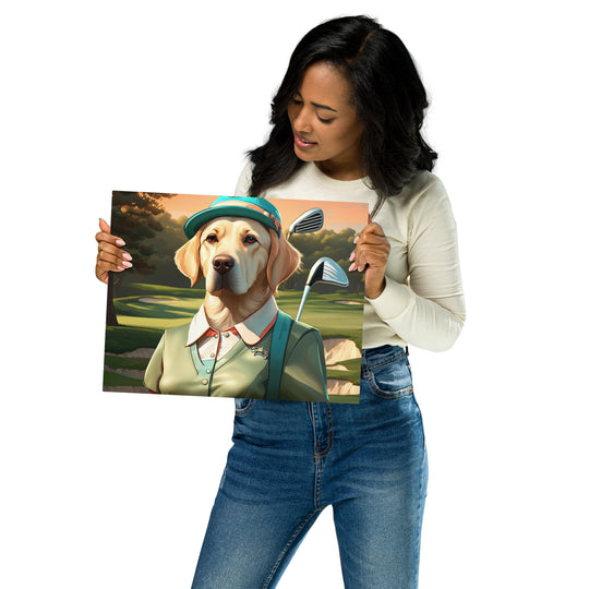 Metal prints-Labrador Retriever Golfer V14