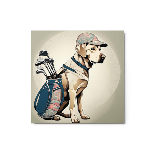 Metal prints-Labrador Retriever Golfer