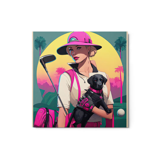 Metal prints-Labrador Retriever Golfer V2