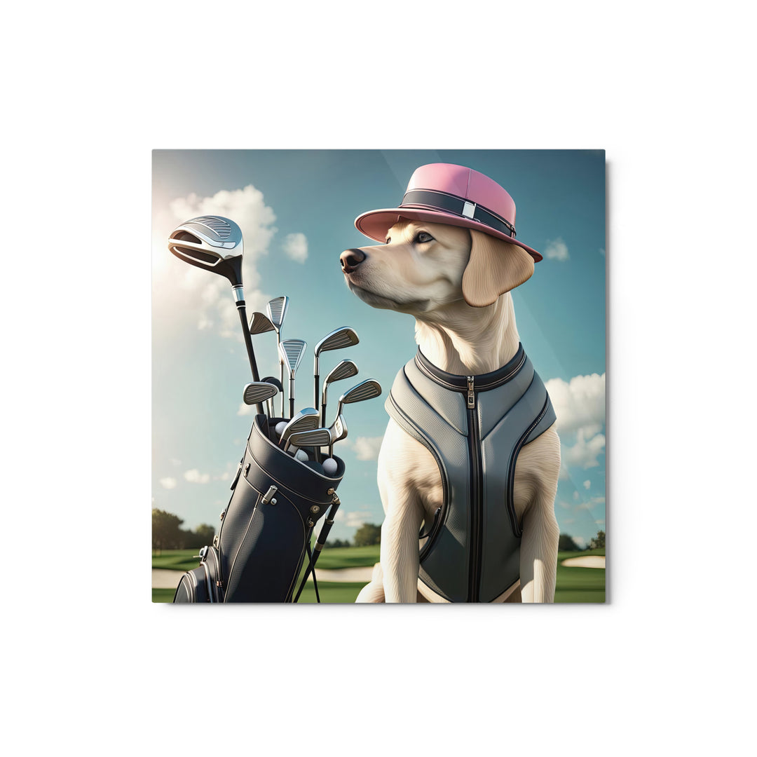 Metal prints-Labrador Retriever Golfer V4