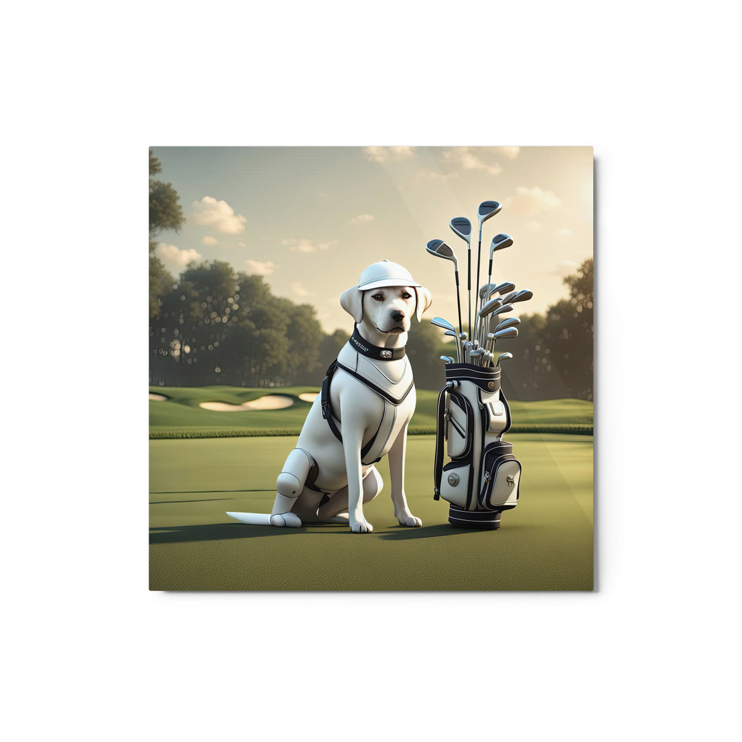 Metal prints-Labrador Retriever Golfer V6