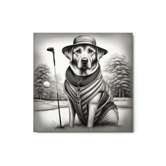 Metal prints-Labrador Retriever Golfer V7