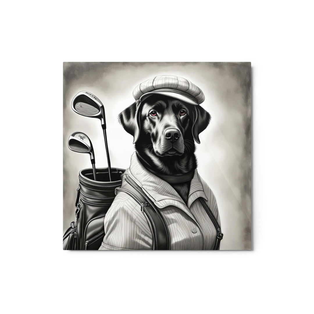 Metal prints-Labrador Retriever Golfer V11