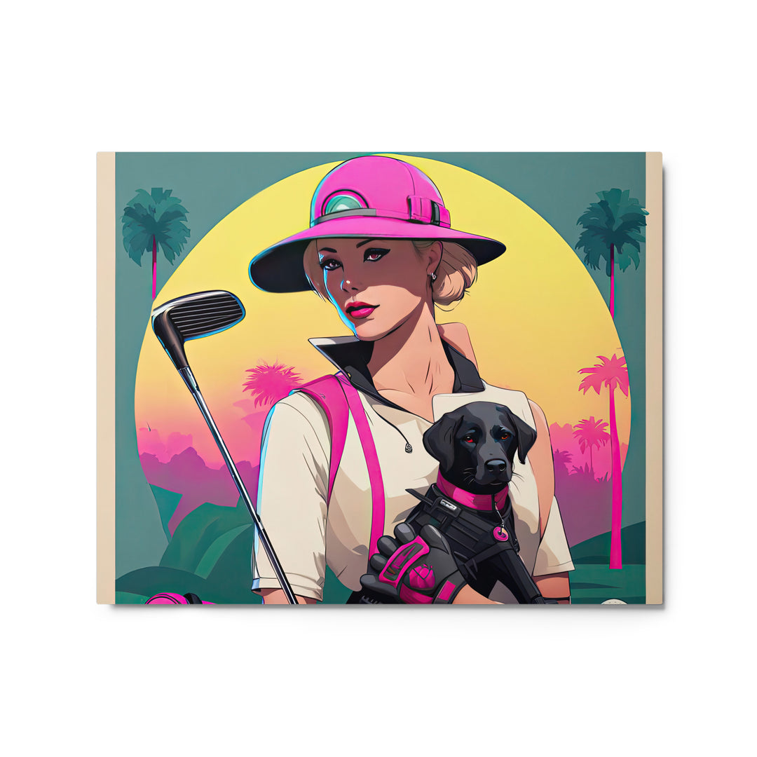 Metal prints-Labrador Retriever Golfer V2