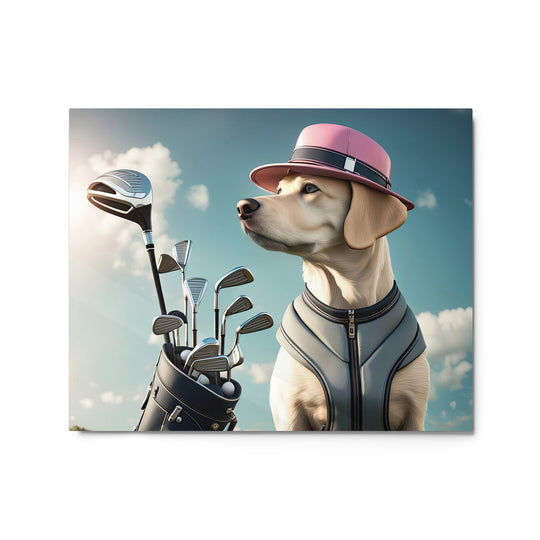 Metal prints-Labrador Retriever Golfer V4