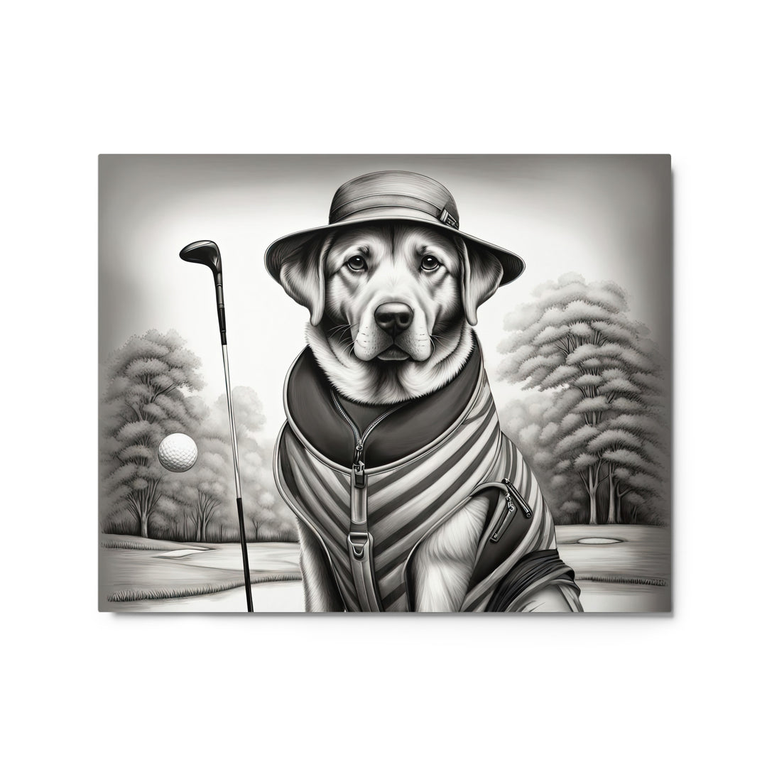 Metal prints-Labrador Retriever Golfer V7