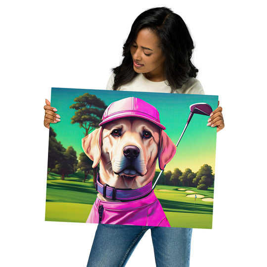 Metal prints-Labrador Retriever Golfer V16