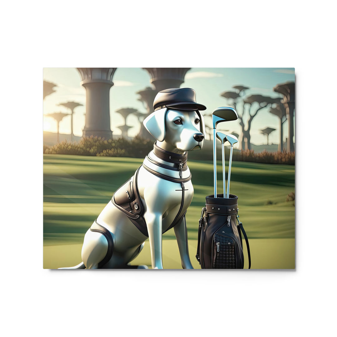 Metal prints-Labrador Retriever Golfer V18