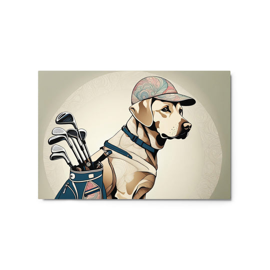 Metal prints-Labrador Retriever Golfer