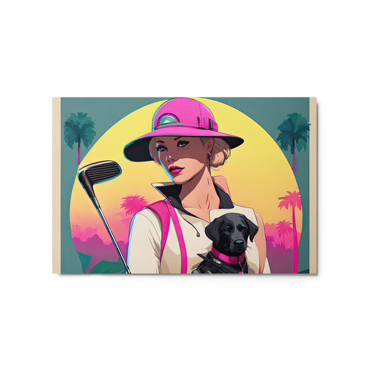 Metal prints-Labrador Retriever Golfer V2